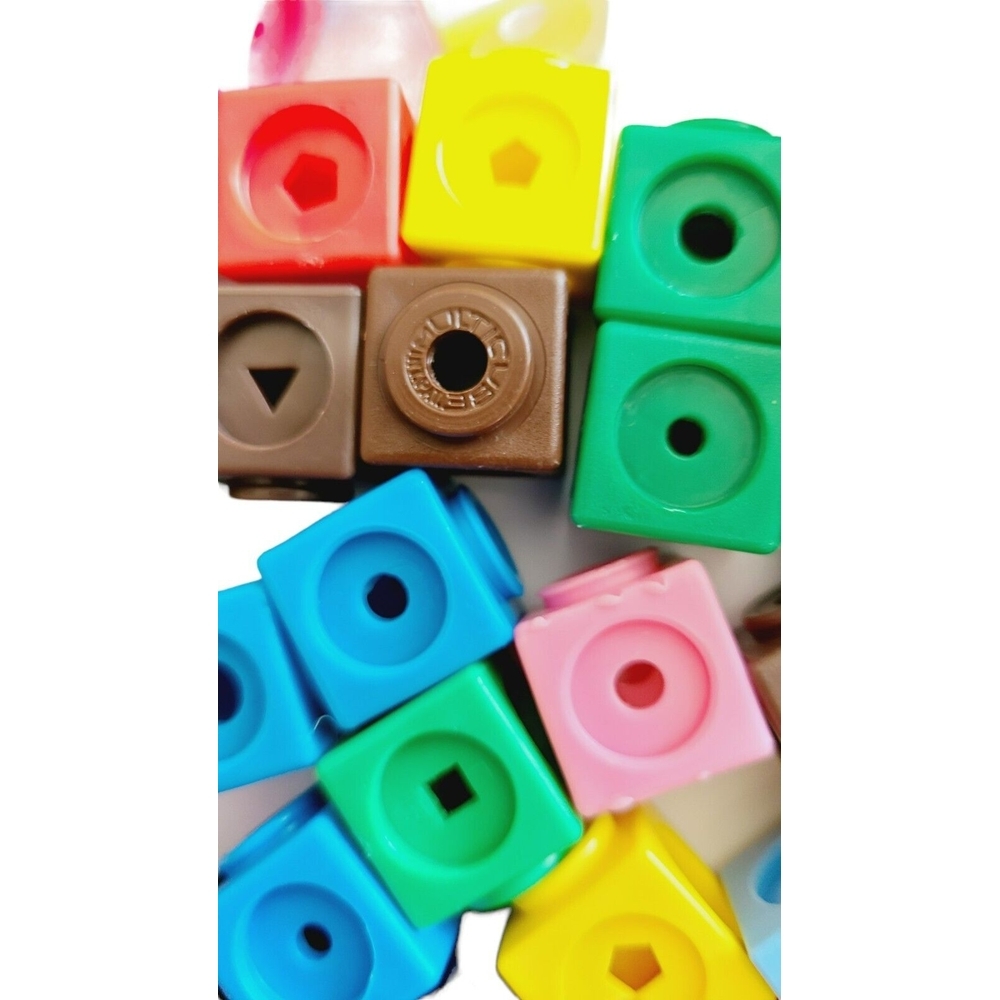 Multilink Math Cubes Interlocking Building Blocks Bulk Set Multicolor STEM Toy - Picture 3 of 3